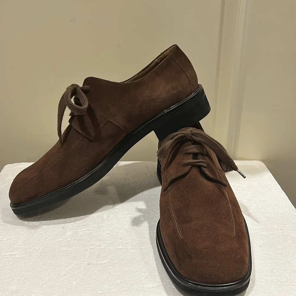 Bally Oxfords Griot suede LaceUp square toe dress shoes Made in Italy size 10.5